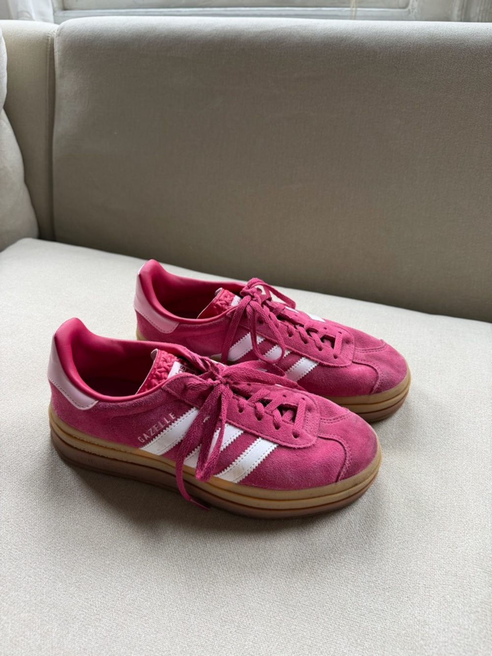 adidas Originals Gazelle Bold Wild Pink White Women's Platforms Size 8